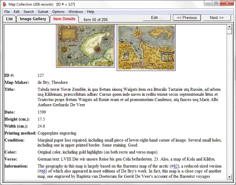 Screenshot of single entry in Recollector