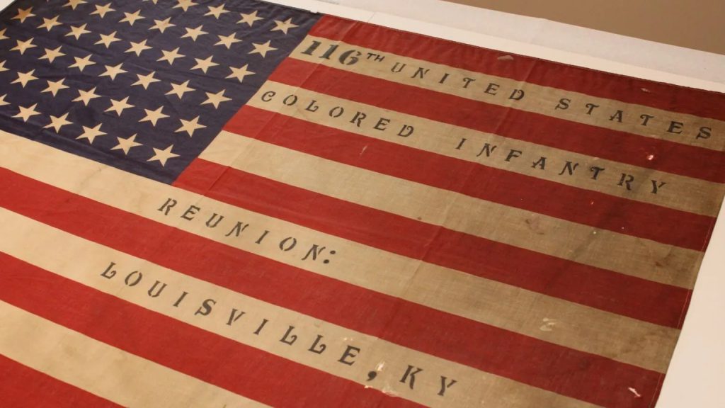 This is the reunion flag of the 116th USCT dated to a reunion sometime after 1912 given its 48 stars.
