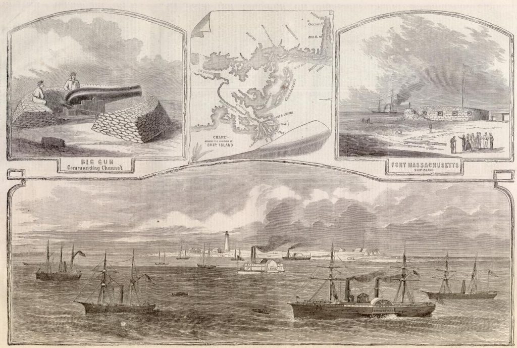Illustration of Ship Island from January 4, 1862 issue of Harper’s Weekly.