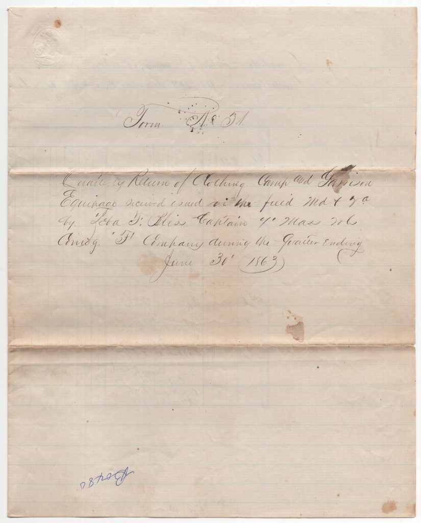 Here you can see someone made a notation of "Box 80" on this original Civil War document with ballpoint pen. Obviously, this is not a period notation, and likely the work of a collector or an untrained librarian/archivist, at some point in the document's history. Unfortunately, once something like this is done to a historic document, it cannot be reversed.