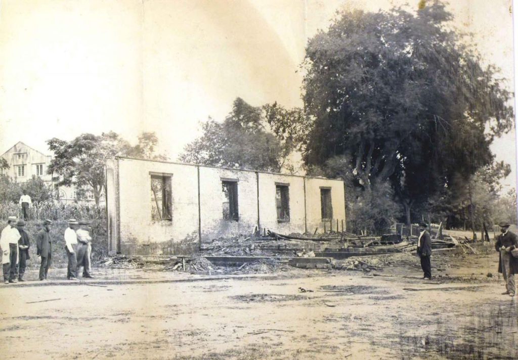 Photo of the remains of the building after the explosion in 1864 at the Washington Arsenal.