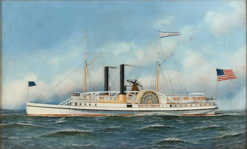 Painting of the steamship Daniel Webster made in 1900 by Antonio Jacobsen.