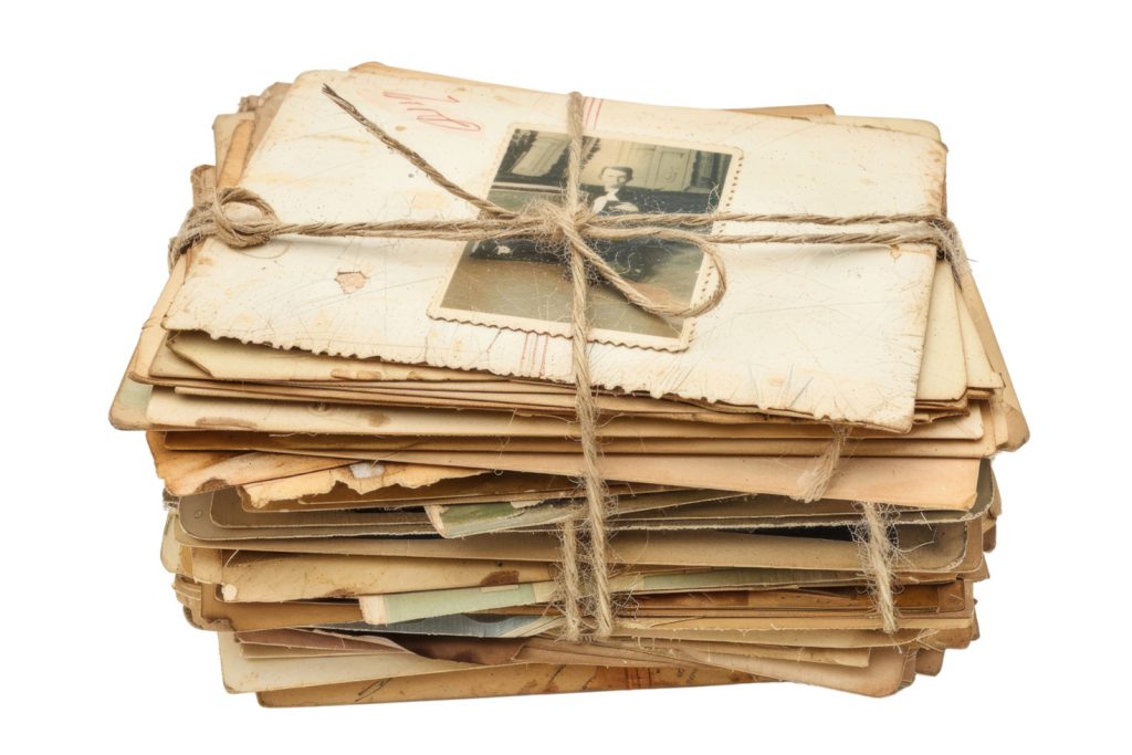 The bundle of old photos is a great example of a pile of history that has lost its context. Without the information of who these people were, this stack of at one time significant memories, becomes nearly worthless as it is reduced to just photographs. A well-documented collection can help prevent that.