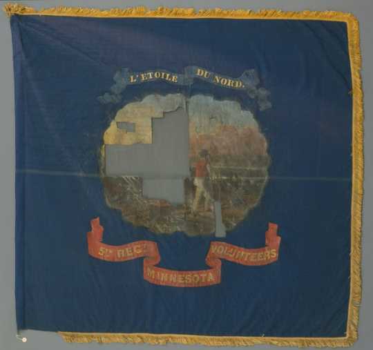 The battle flag of the 5th Minnesota Infantry.