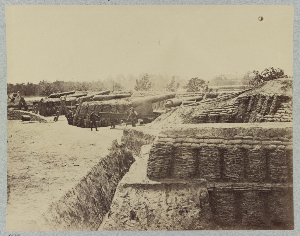 May 1862 photograph of Federal Battery No. 1 at Yorktown, Virginia.