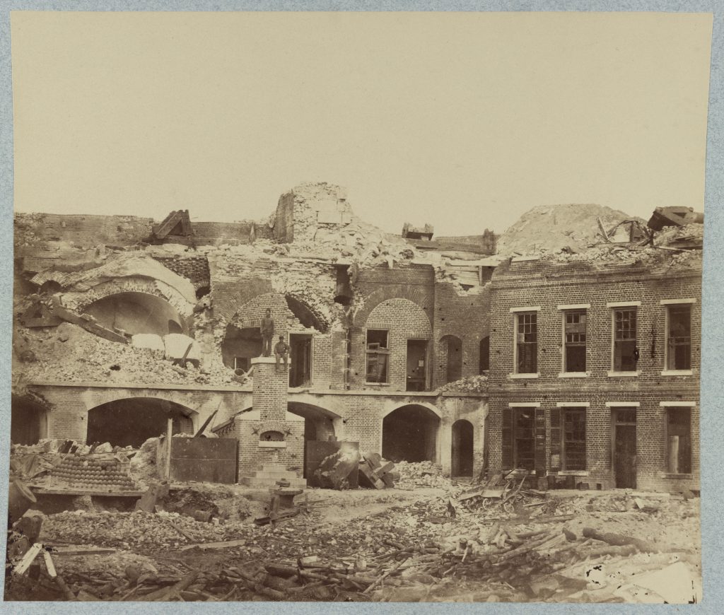 Photograph of Fort Sumter taken during the Union bombardment on September 8, 1863.