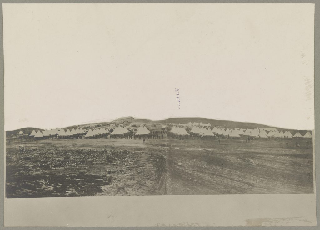Camp of the 40th Massachusetts Infantry at Miner’s Hill, Virginia in 1862.